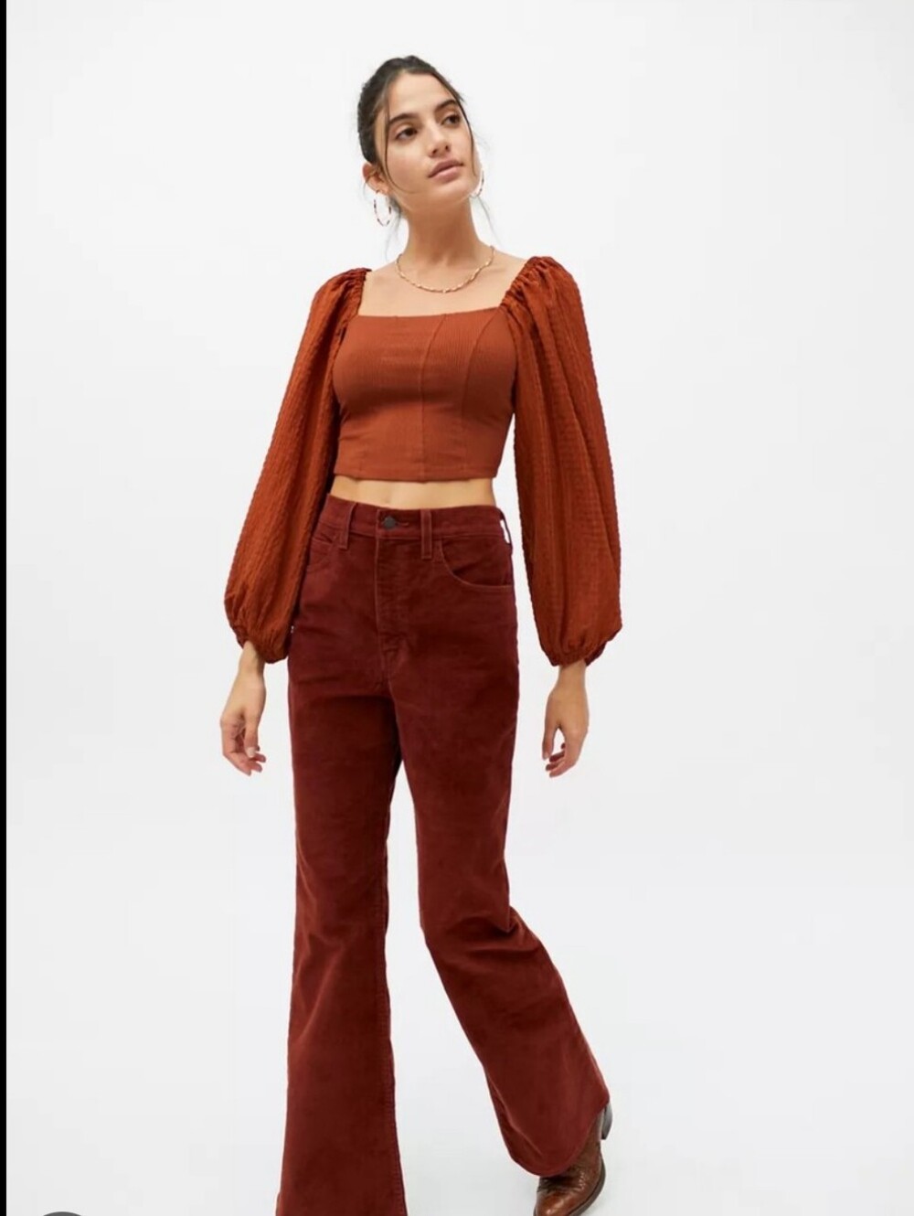 Urban Outfitters Rust Red Peasant Blouse